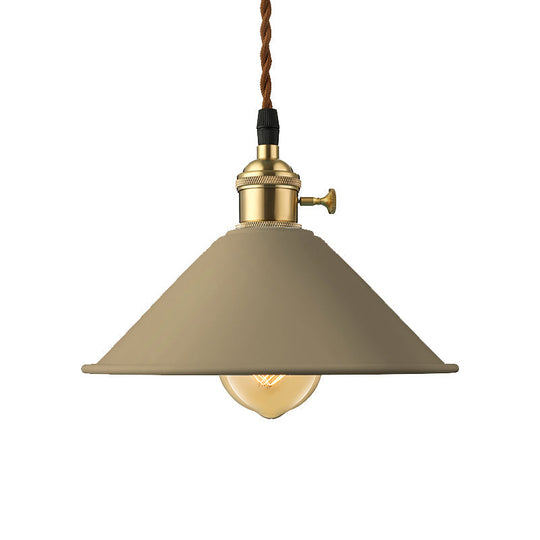 Industrial Style Conic Shade Ceiling Light With Gray/White/Pink Pendant Design