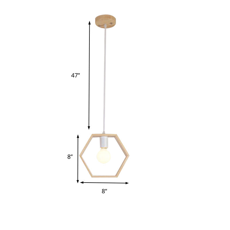 Contemporary Wooden Drop Pendant Ceiling Light Fixture - Triangle/Square/Hexagonal Design Ideal For