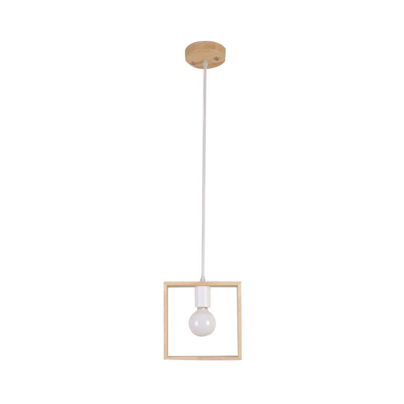 Contemporary Wooden Drop Pendant Ceiling Light Fixture - Triangle/Square/Hexagonal Design Ideal For