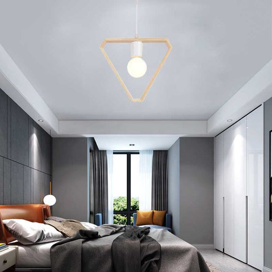 Contemporary Wooden Drop Pendant Ceiling Light Fixture - Triangle/Square/Hexagonal Design Ideal For