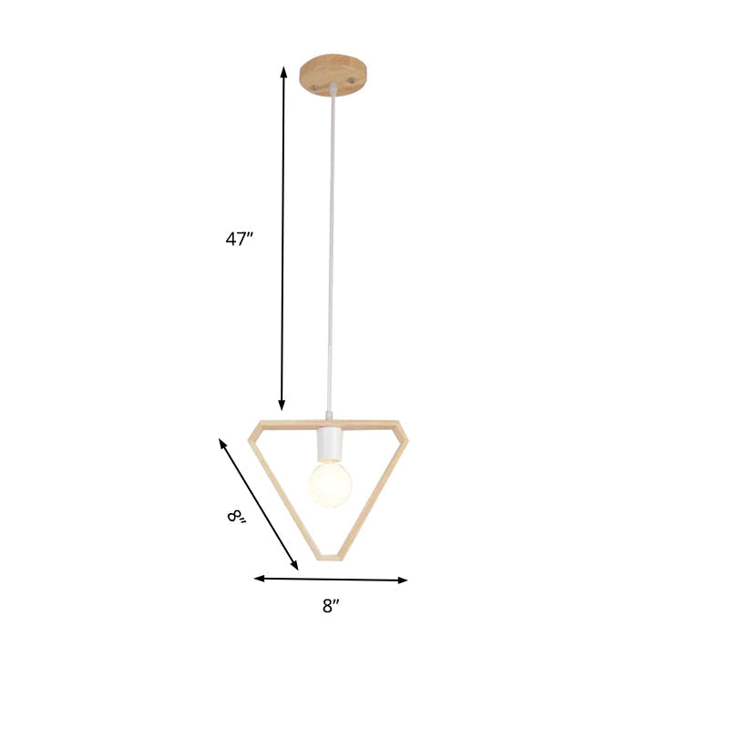 Contemporary Wooden Drop Pendant Ceiling Light Fixture - Triangle/Square/Hexagonal Design Ideal For