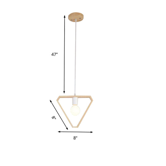 Contemporary Wooden Drop Pendant Ceiling Light Fixture - Triangle/Square/Hexagonal Design Ideal For