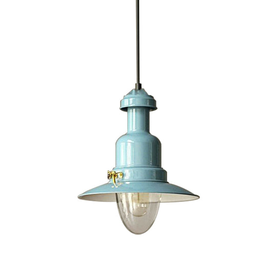 Blue and Yellow Metallic Pendant Ceiling Light for an Industrial and Stylish Living Room