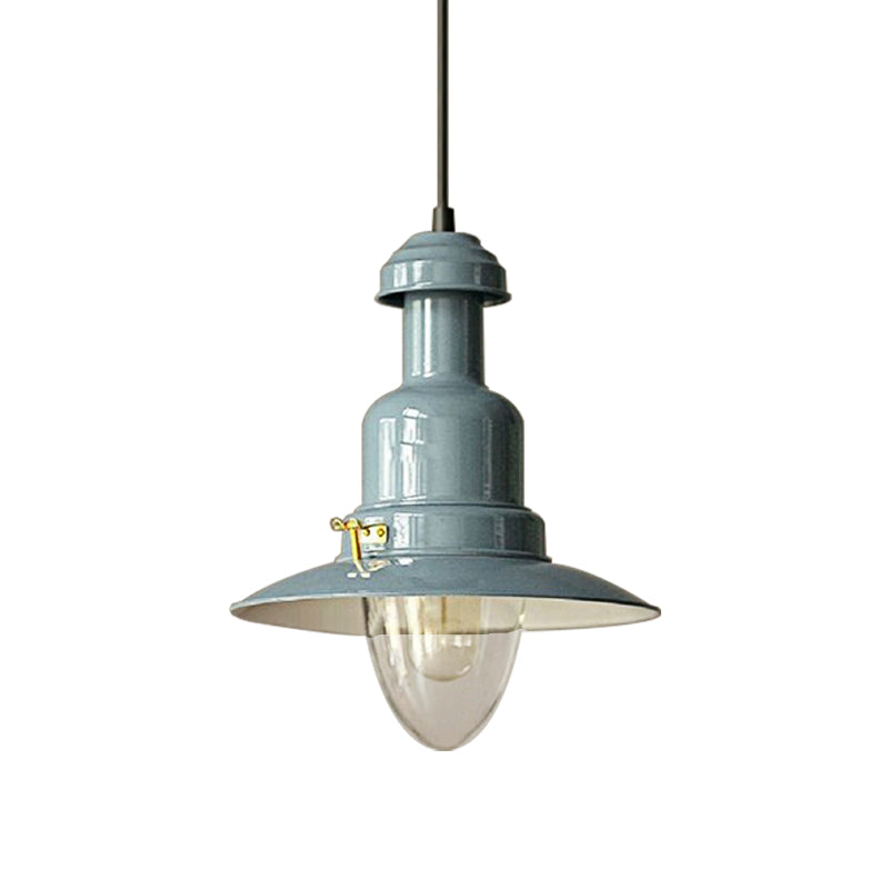 Blue and Yellow Metallic Pendant Ceiling Light for an Industrial and Stylish Living Room