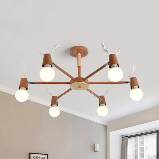 Contemporary Glass Ball Semi Flush Light Fixture For Childrens Bedroom Ceiling Features Antler