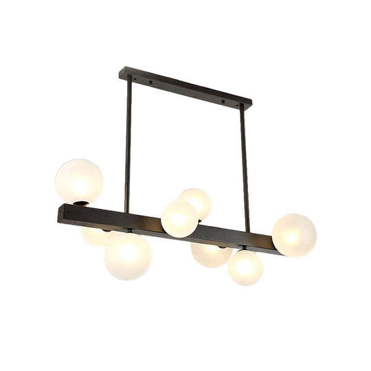 Modern Black Glass Bubble Linear Pendant Light With 8 Lights For Dining Room And Kitchen Island