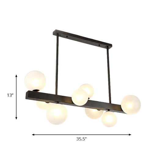 Modern Black Glass Bubble Linear Pendant Light With 8 Lights For Dining Room And Kitchen Island