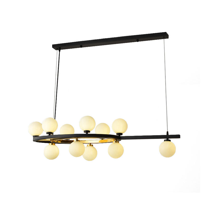 Nordic Bubble Island Pendant Light - 11 Lights Metallic Black Finish Ideal For Restaurants