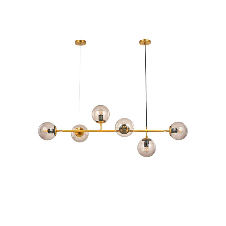 Modern Bubble Chandelier Lighting - 6-Light Smoke Gray Glass Shade For Kitchen Dining Room