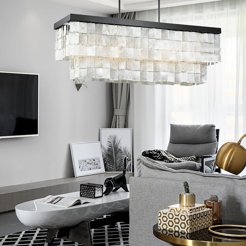 Modern Led Shell Black Island Light Fixture For Living Room