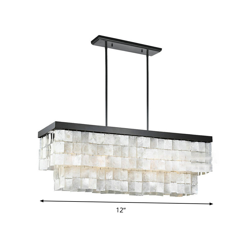 Modern Led Shell Black Island Light Fixture For Living Room