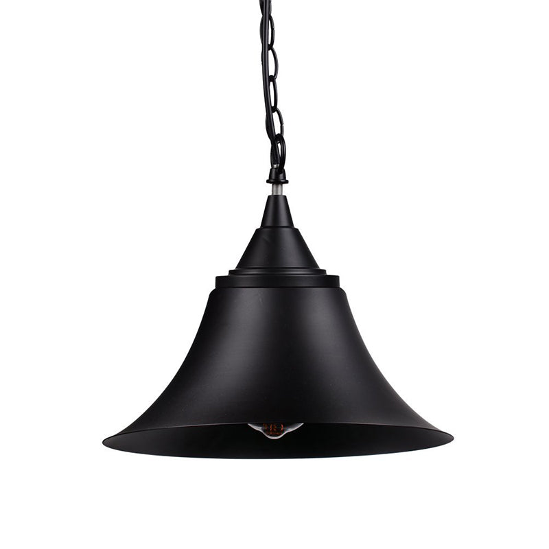 Vintage Black Metallic Pendant Light Fixture With Adjustable Chain - Ideal For Restaurants