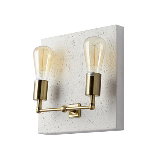 Modern Concrete Wall Light Sconce With 2 Grey/White Lights And Cement Backplate