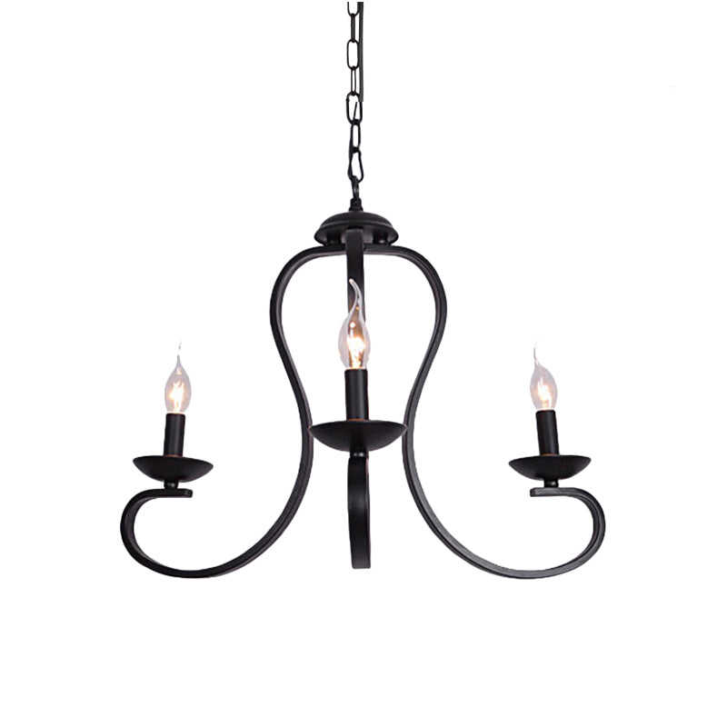 Flameless Candle Ceiling Lamp With Metallic Hanging Design - 3/5 Bulbs Black Ideal For Living Room