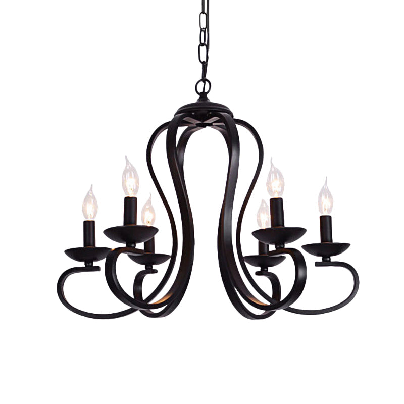 Flameless Candle Ceiling Lamp With Metallic Hanging Design - 3/5 Bulbs Black Ideal For Living Room