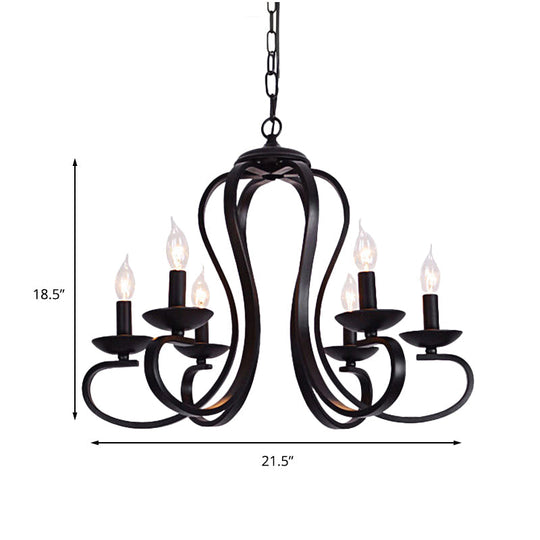 Flameless Candle Ceiling Lamp With Metallic Hanging Design - 3/5 Bulbs Black Ideal For Living Room