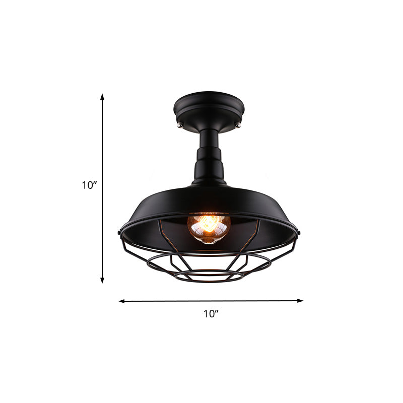 Barn Balcony Retro Style Semi Mount Lighting - 1 Bulb Black Ceiling Mounted Light (10/14/18)