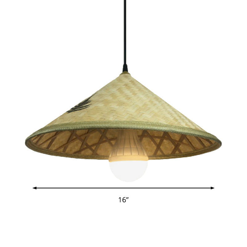 Handcrafted Bamboo Hat Pendant Light - Farmhouse Style Ideal For Restaurants