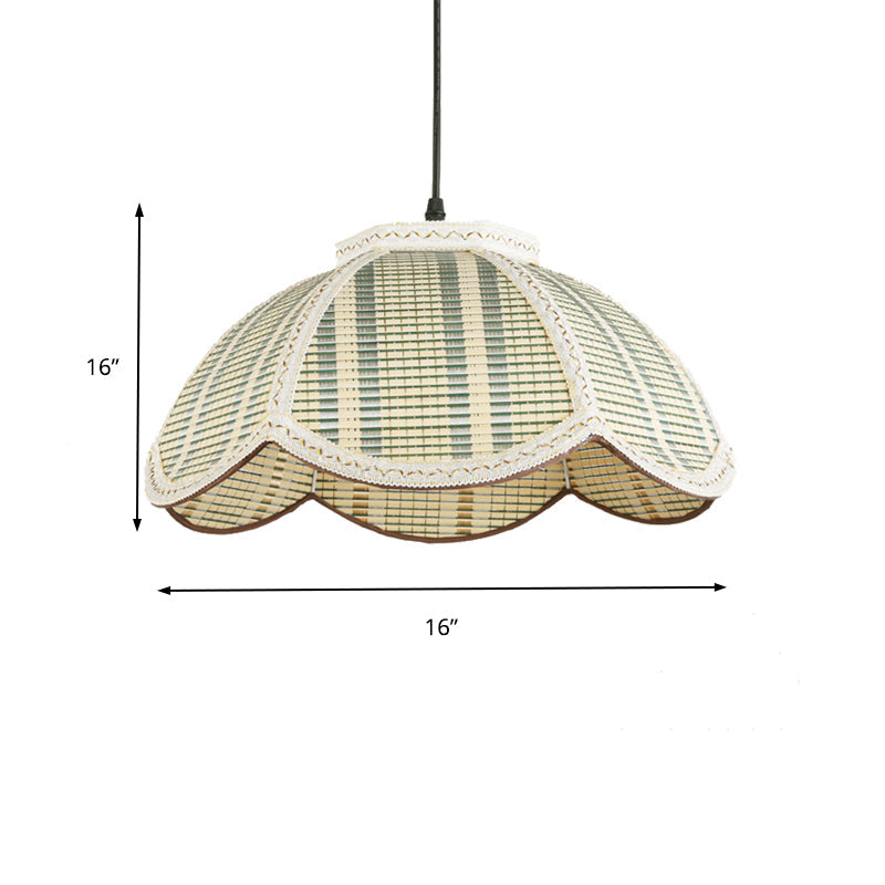 Chinese Bamboo Flower-Shaped Pendant Lamp: Brown/Beige Light Fixture For Bedroom Balcony