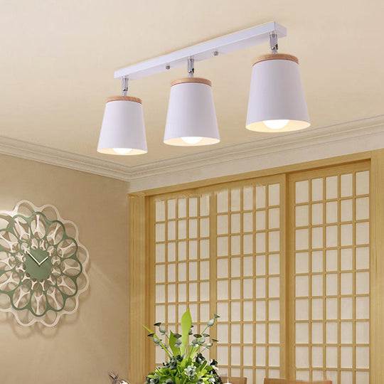 Metal Rotatable Semi Flush Mount Light in White - Modernistic Tapered Shade - Ideal for Living Room