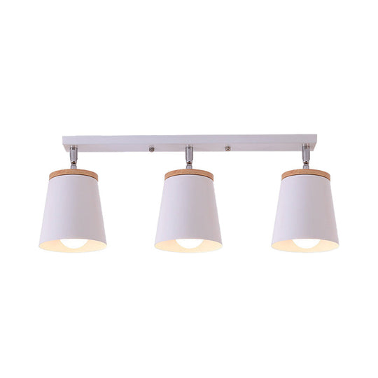 Metal Rotatable Semi Flush Mount Light in White - Modernistic Tapered Shade - Ideal for Living Room