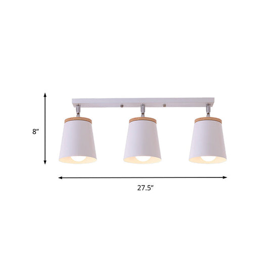 Metal Rotatable Semi Flush Mount Light in White - Modernistic Tapered Shade - Ideal for Living Room