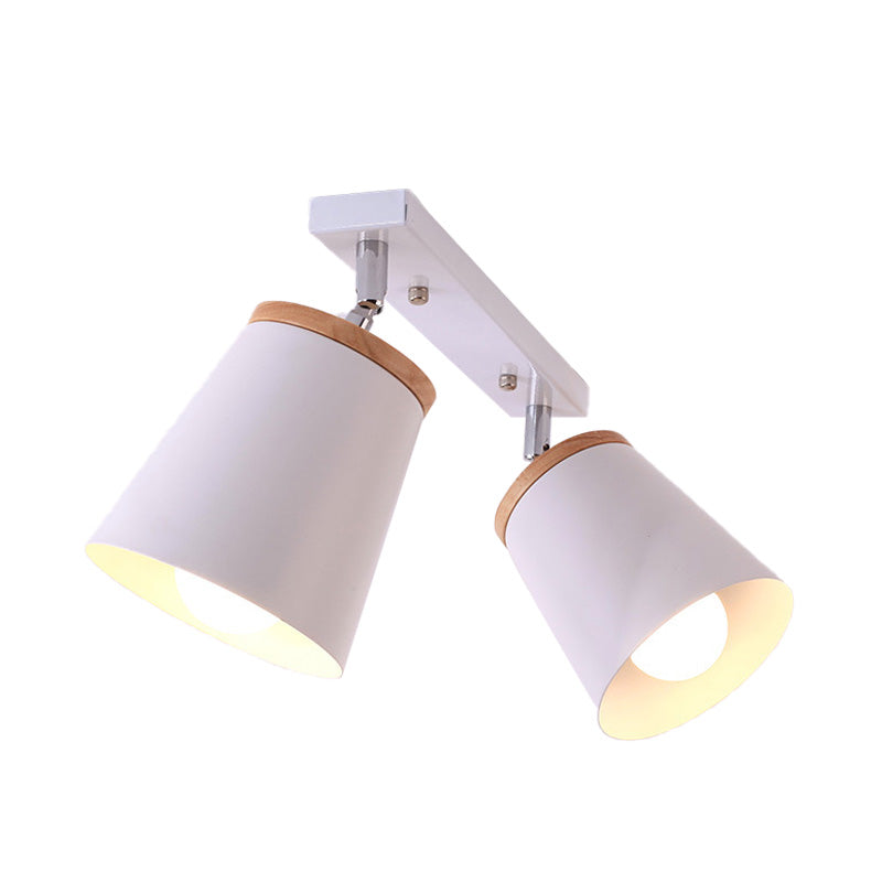 Metal Rotatable Semi Flush Mount Light in White - Modernistic Tapered Shade - Ideal for Living Room