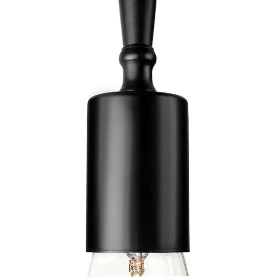 Farmhouse Style Iron Semi Flush Mount Ceiling Light Fixture - Open Bulb Design 3 Lights Black