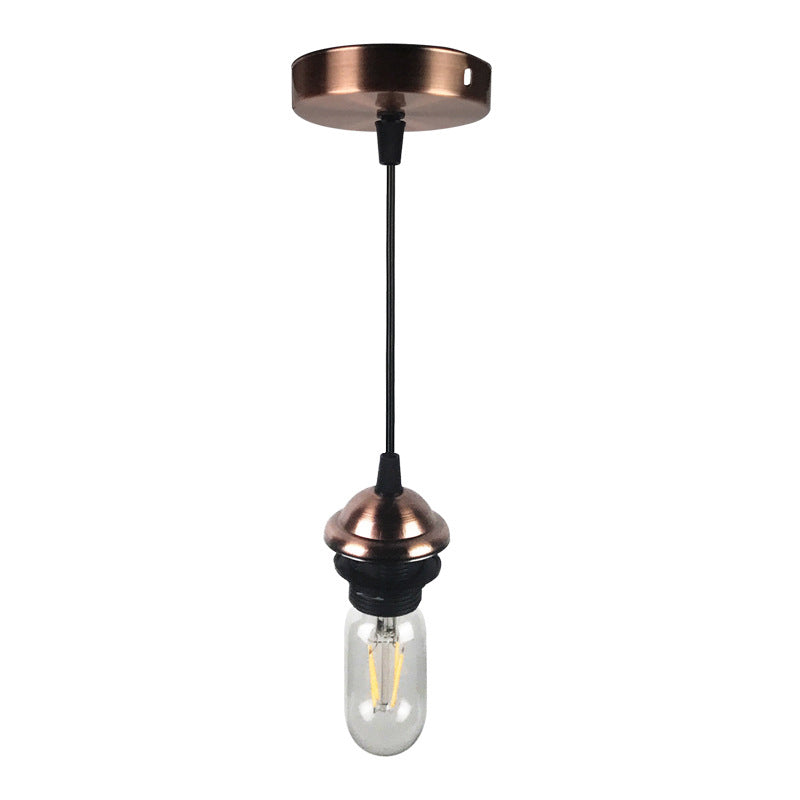 Bronze/Brass Industrial Mini Pendant Light with Adjustable Height - Bare Bulb, 1-Light Metal Hanging Lamp