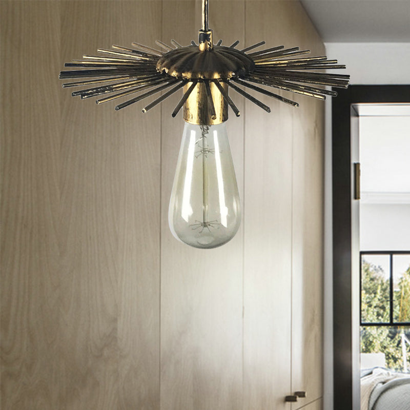 Farmhouse Style Pendant Light: Open Bulb Sputnik Design Antique Brass/Copper Brass