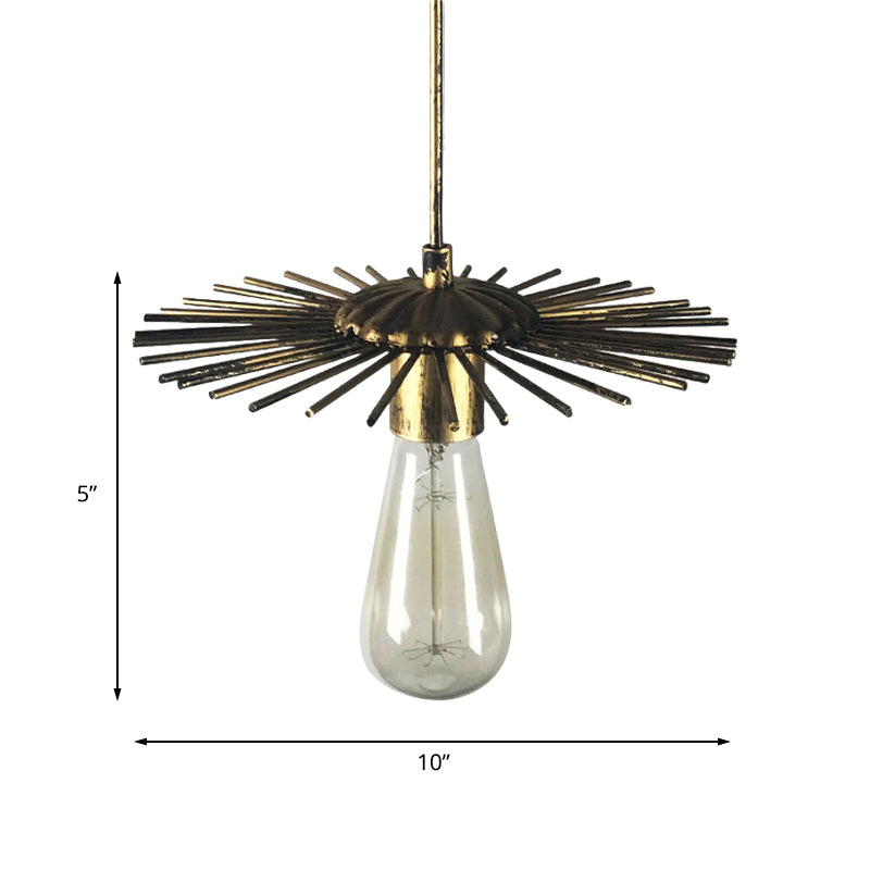 Farmhouse Style Pendant Light: Open Bulb Sputnik Design Antique Brass/Copper