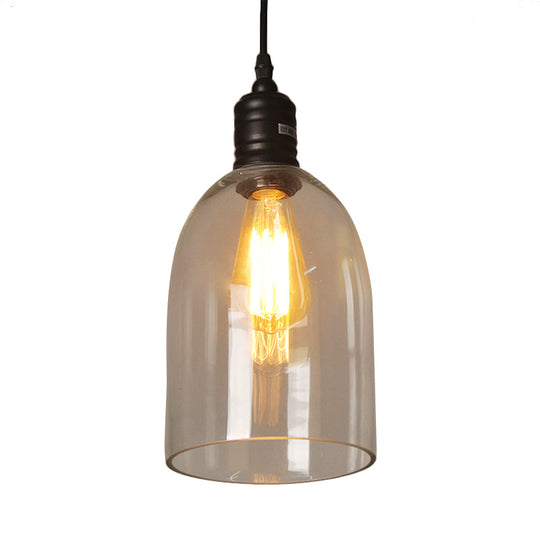 Modern Black Jug-Shaped Pendant Ceiling Light - Clear Glass, 1-Light Hanging Lamp for Coffee Shops