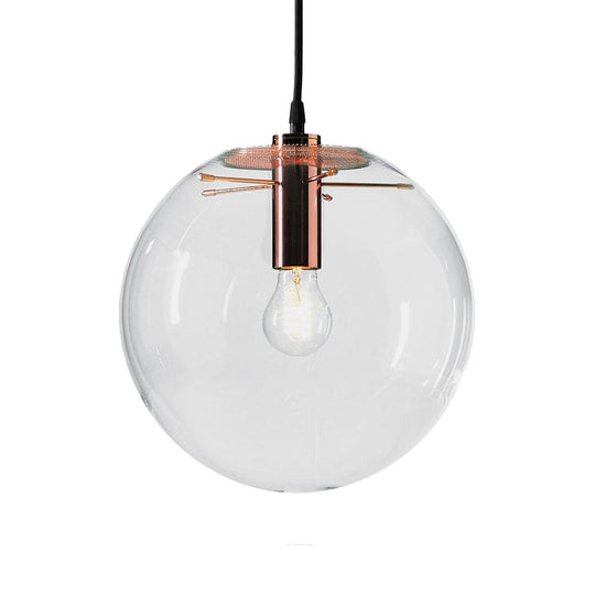 Modern Clear Glass Round Pendant Light In Rose Gold - 1-Light 6/8/12 Wide