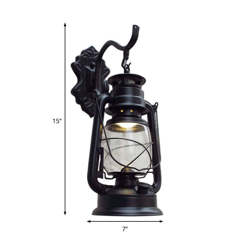 Coastal Porch Wall Sconce - Clear Glass Lantern Light Fixture