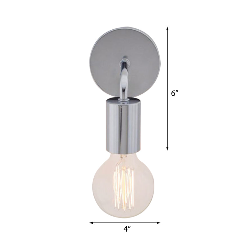 Retro Style Angled Bedroom Wall Sconce Lamp - Metallic 1 Bulb White/Chrome Finish