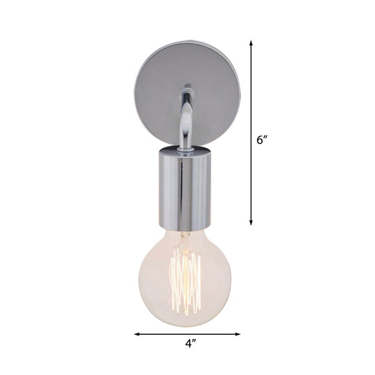 Retro Style Angled Bedroom Wall Sconce Lamp - Metallic 1 Bulb White/Chrome Finish