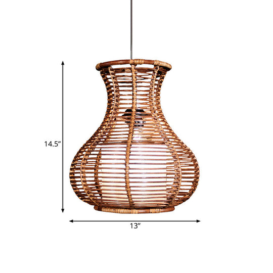 Japanese Rattan Hanging Pendant Light For Restaurant Or Cafe