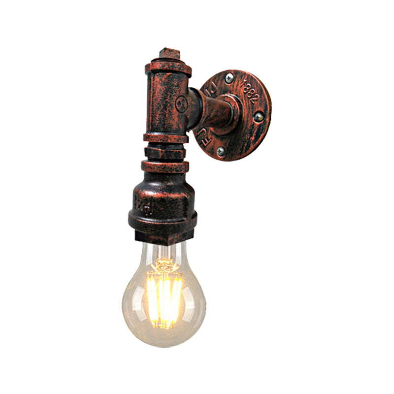 Iron Wall Sconce Lighting - Industrial Black/Aged Silver Indoor Mounted Lamp With Water Pipe 1 Light