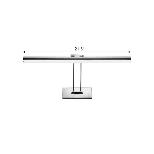 Led Stainless Steel Linear Vanity Fixture - Contemporary 16/21.5 Dia Wall Mounted Light For Bathroom