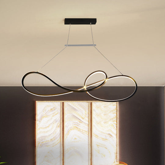 Nordic Style Metal Twisted Pendant Chandelier With Led Light For Dining Room - Black/White/Gold