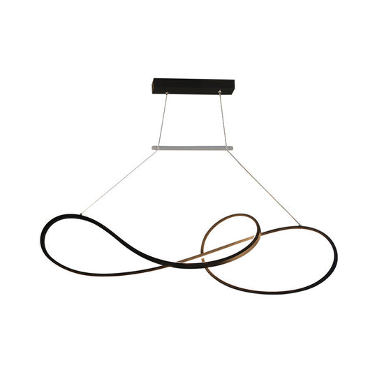 Nordic Style Metal Twisted Line Pendant Chandelier - Black/White/Gold - LED - Dining Room Lighting - Warm/White Light