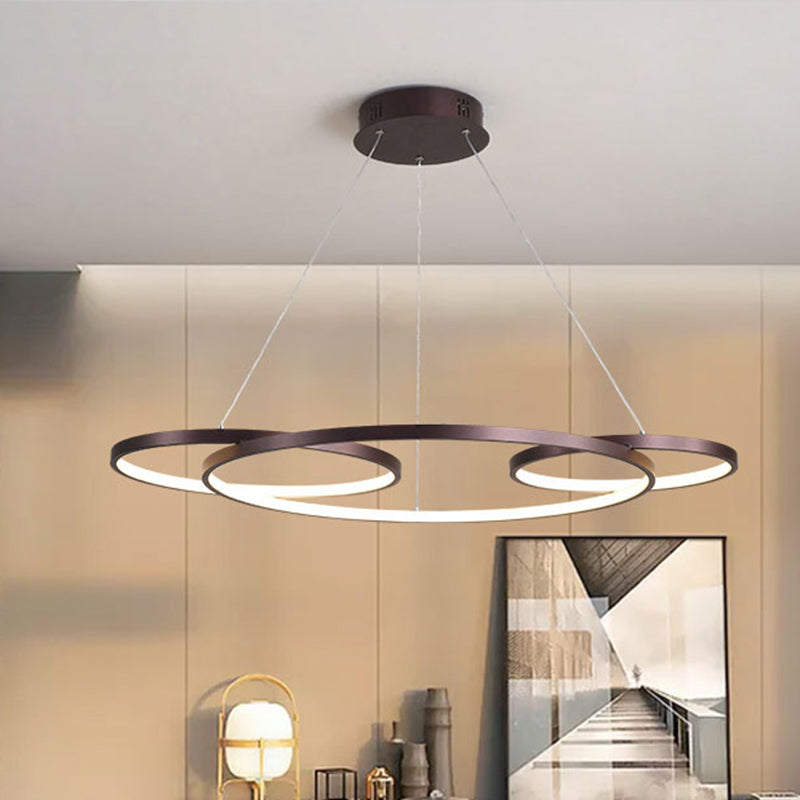 Minimalist Coffee Metal Chandelier LED Suspension Lamp - Warm/White Light