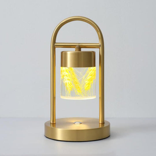 Nusakan - Simplicity Clear Glass LED Desk Light with U-Shaped Metal Frame - Gold