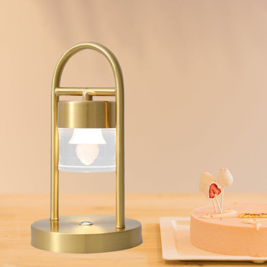 Nusakan - Simplicity Clear Glass LED Desk Light with U-Shaped Metal Frame - Gold