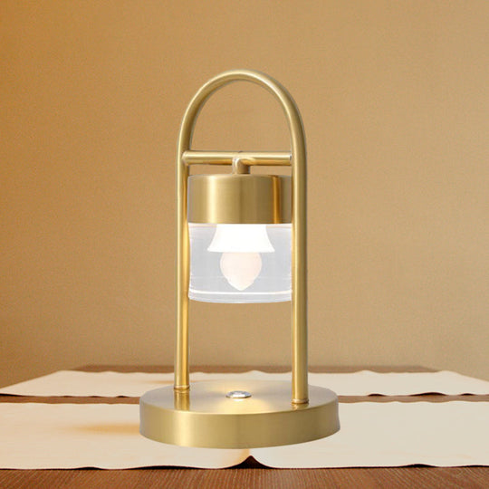 Nusakan - Simplicity Clear Glass LED Desk Light with U-Shaped Metal Frame - Gold