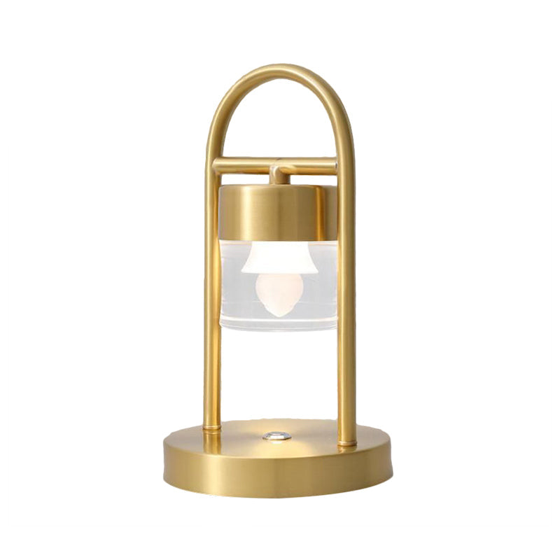 Nusakan - Simplicity Clear Glass LED Desk Light with U-Shaped Metal Frame - Gold