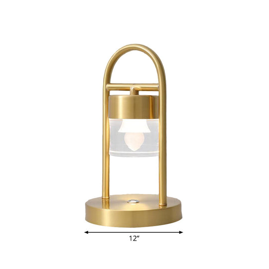 Nusakan - Simplicity Clear Glass LED Desk Light with U-Shaped Metal Frame - Gold