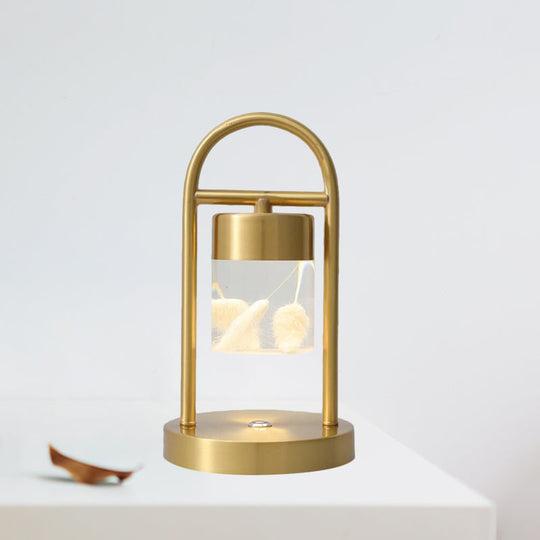 Nusakan - Simplicity Clear Glass LED Desk Light with U-Shaped Metal Frame - Gold