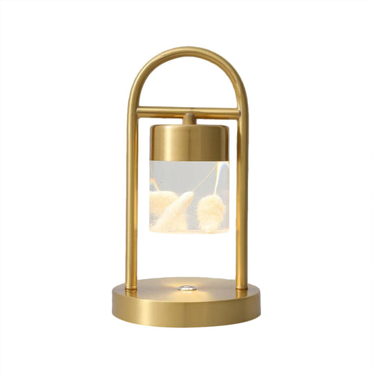 Nusakan - Simplicity Clear Glass LED Desk Light with U-Shaped Metal Frame - Gold