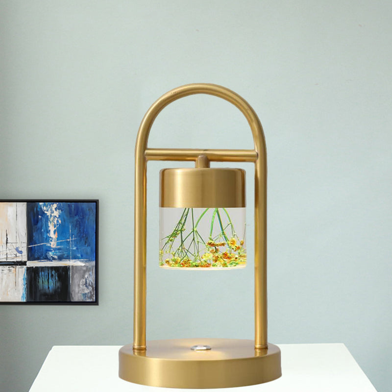 Nusakan - Simplicity Clear Glass LED Desk Light with U-Shaped Metal Frame - Gold